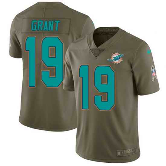 Nike Dolphins #19 Jakeem Grant Olive Men Stitched NFL Limited 2017 Salute To Service Jersey